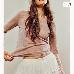 Free People Mesh So Well  Shimmery Layering Top